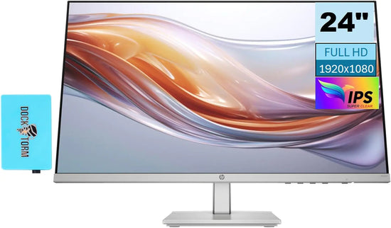 HP Series 5 524sh Monitor (Replaces M24h) 24" FHD IPS 300 Nits Display w/Docztorm USB Port Expander 1x HDMI 1x VGA Flicker-Free -5 to +25 Degrees Adjustable Tilt Black/Silver (2024 Latest Model)