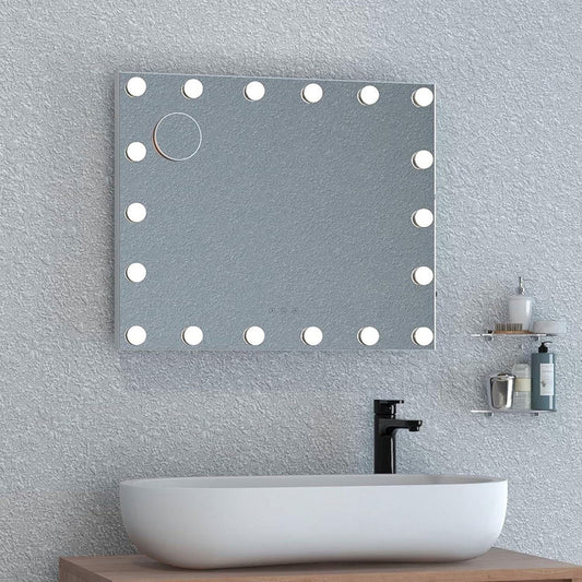 21 x 26 in Bathroom Mirror w/ Dimmable Lights + Removable 3X Magnifying Mirror-0