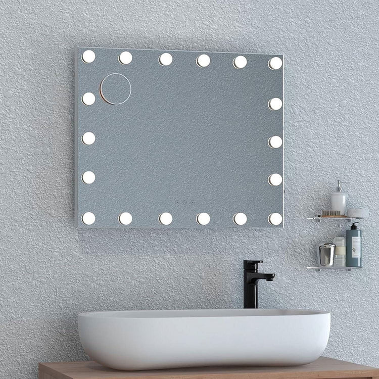 21 x 26 in Bathroom Mirror w/ Dimmable Lights + Removable 3X Magnifying Mirror-0