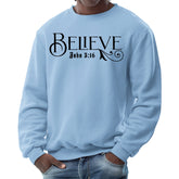 Mens Graphic Sweatshirt - Believe John 3:16 Black Illustration-5